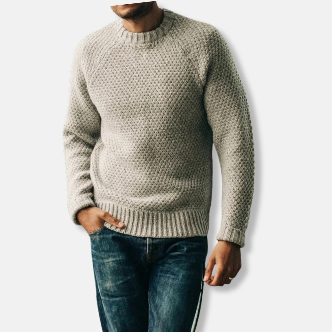 Street-Wave Wool Blend Crew Neck Sweater Raglan Relaxed Fit For Men