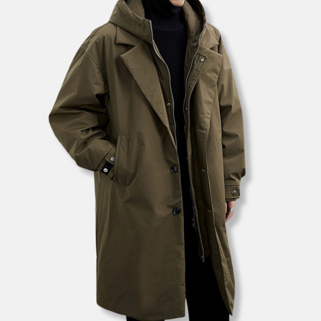 Street-Wave Men's Hooded Coat Synthetic Blend, Oversized