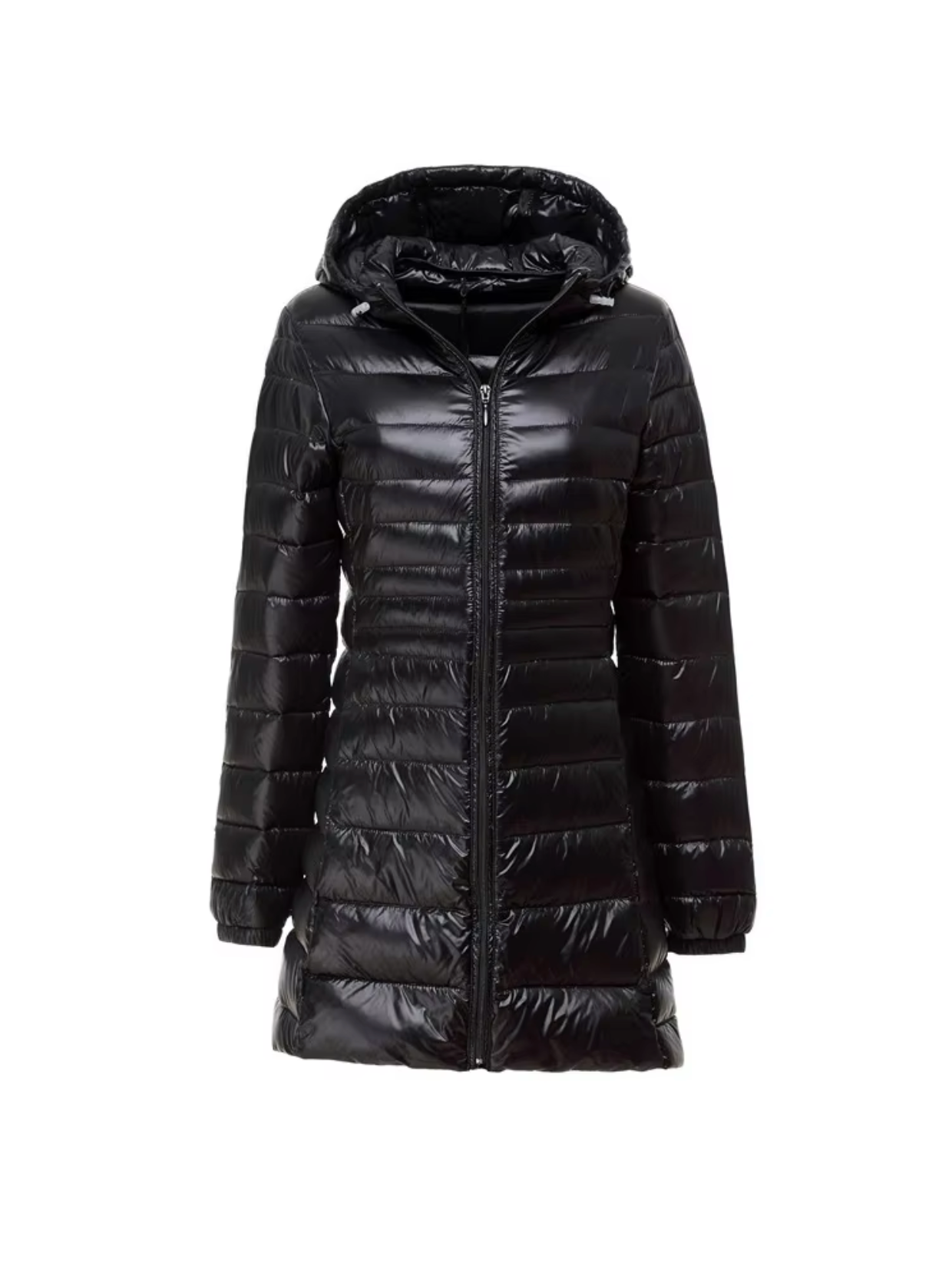 Street Wave Curvy Women Slim Fit Down Jacket With Hood Mid To Long Length Cozy Warmth