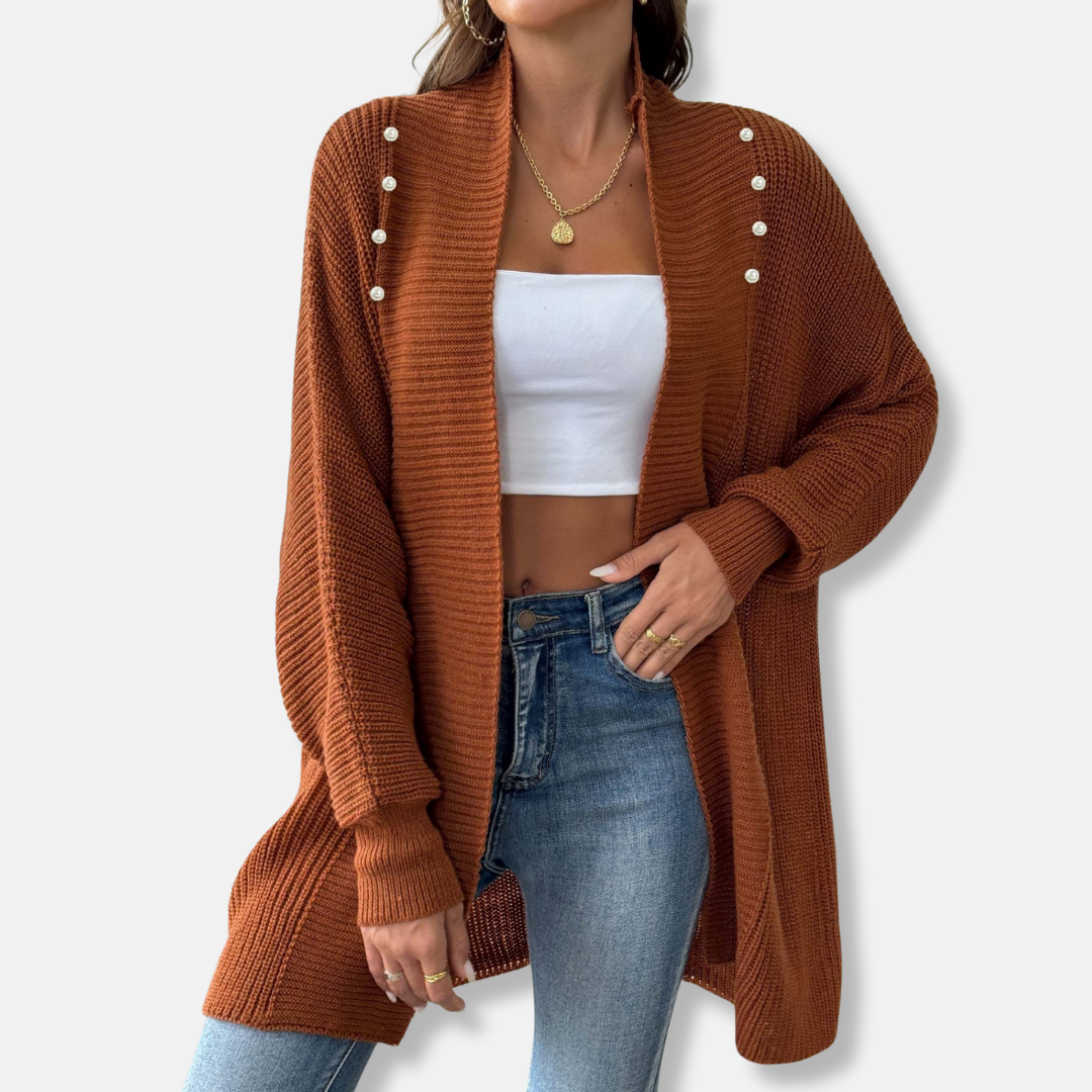 Womens Cardigan Acrylic Longline Shawl Collar Street Wave
