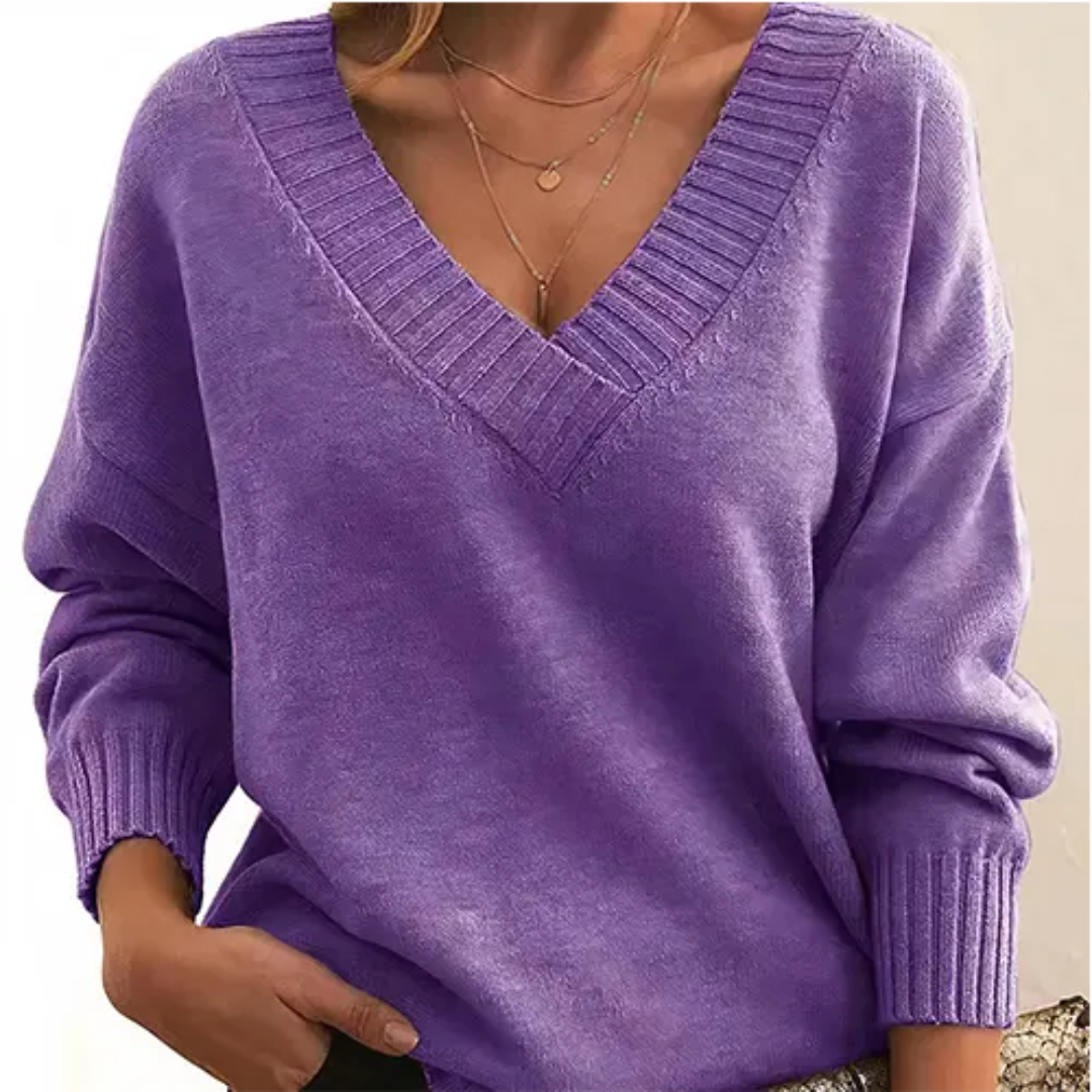 Street-Wave V-Neck Winter Pullover For Women Luxurious Warmth And Cozy Comfort Everyday Style