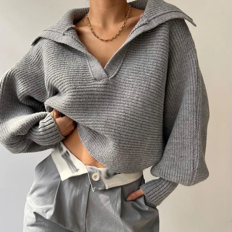 Streetwave Womens Chunky Knit Pullover With Balloon Sleeves For All Season Style And Comfort