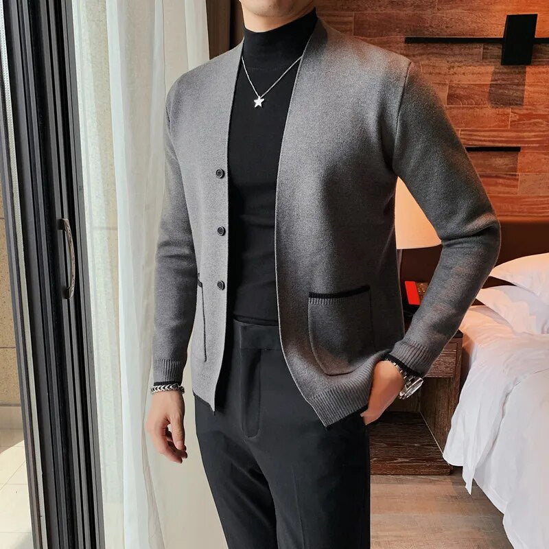 Streetwave Uldis Mens Casual Knit Cardigan In Blazer Style For Everyday Elegance