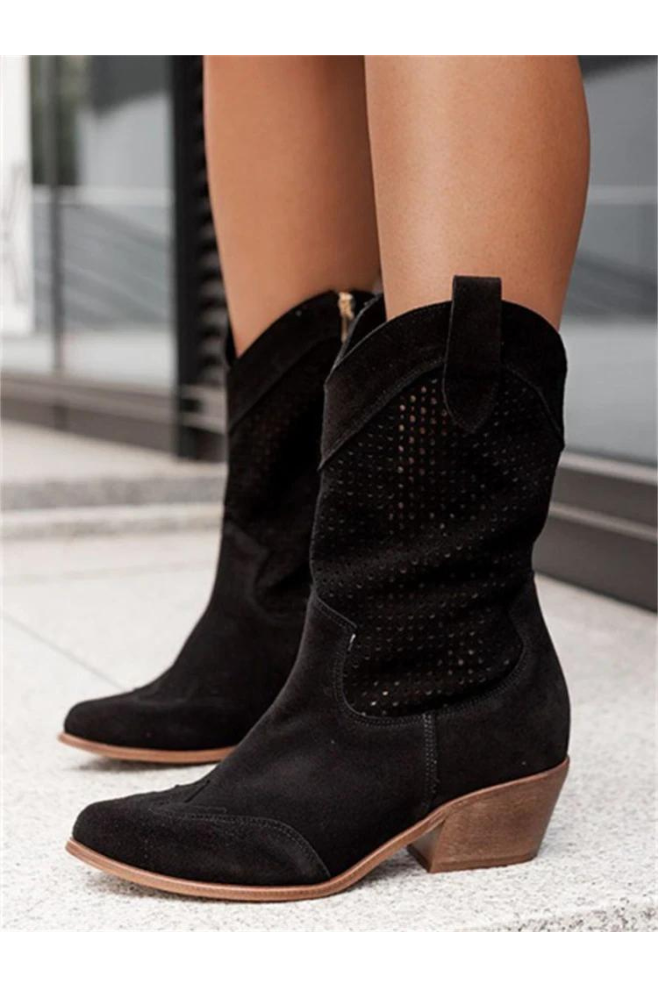 Street-Wave Women's Cowboy Boots Breathable Perforated Mesh For All-Day Comfort Everyday