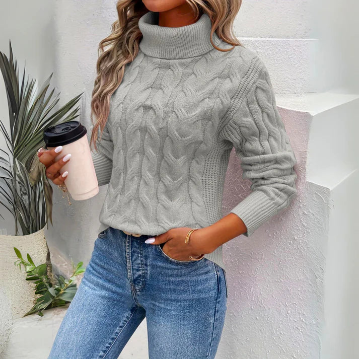 Streetwave Women's Cable Knit Pullover Warm Cozy Modern Essential Everyday Wearable Sweater