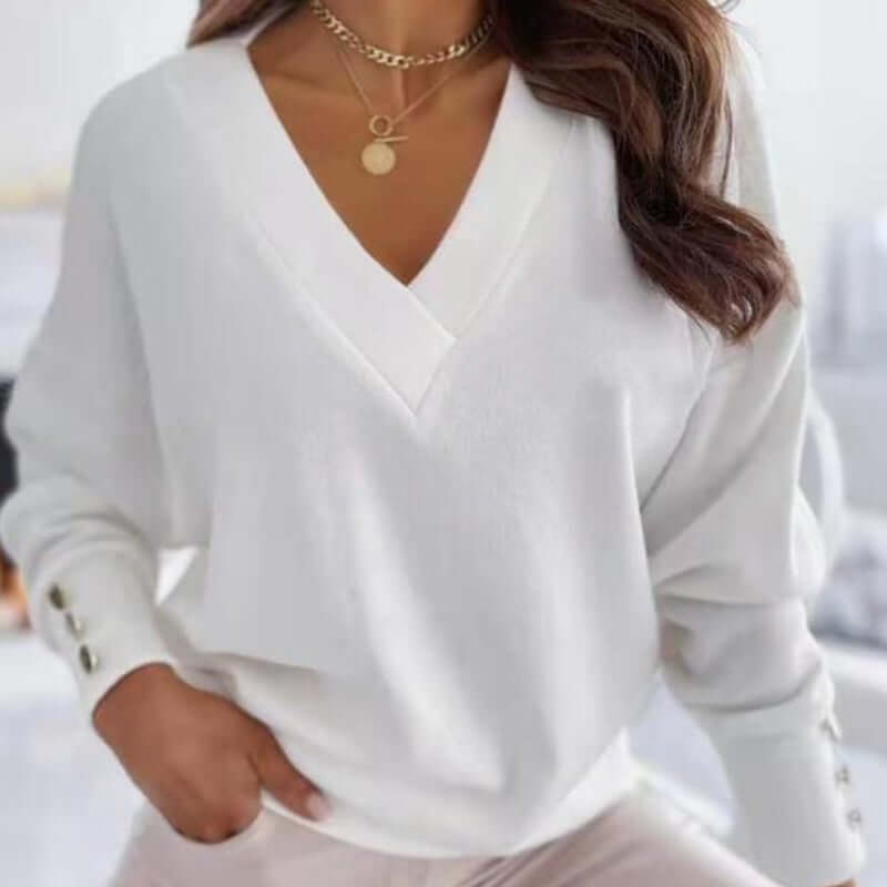 Street-wave V-Neck Long Sleeve Sweater For Women Effortless Style Versatile Wardrobe Essential