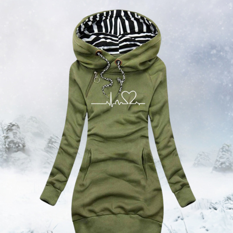 Streetwave Malia Heartbeat Print Pullover Dress For Women Cozy Winter Essential MustHave