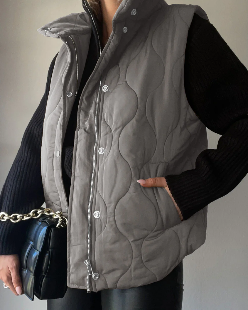 Street-Wave Plus Size Puffer Vest Oversized Quilted Outerwear For Women Cozy Warm
