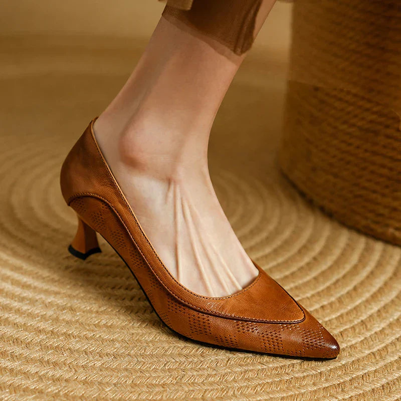 Women's Slip-On Kitten Heel Pumps with Pointed Toe and Mid Heel