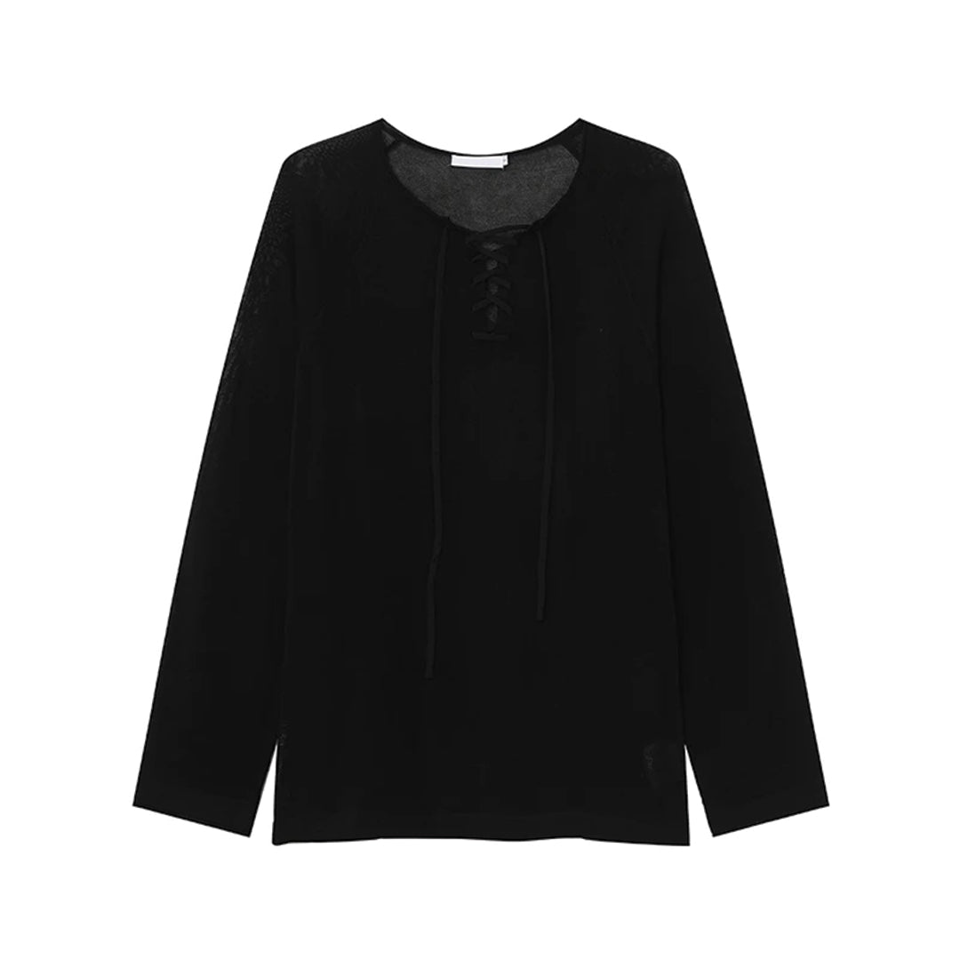 Ashen Lace-Up Top