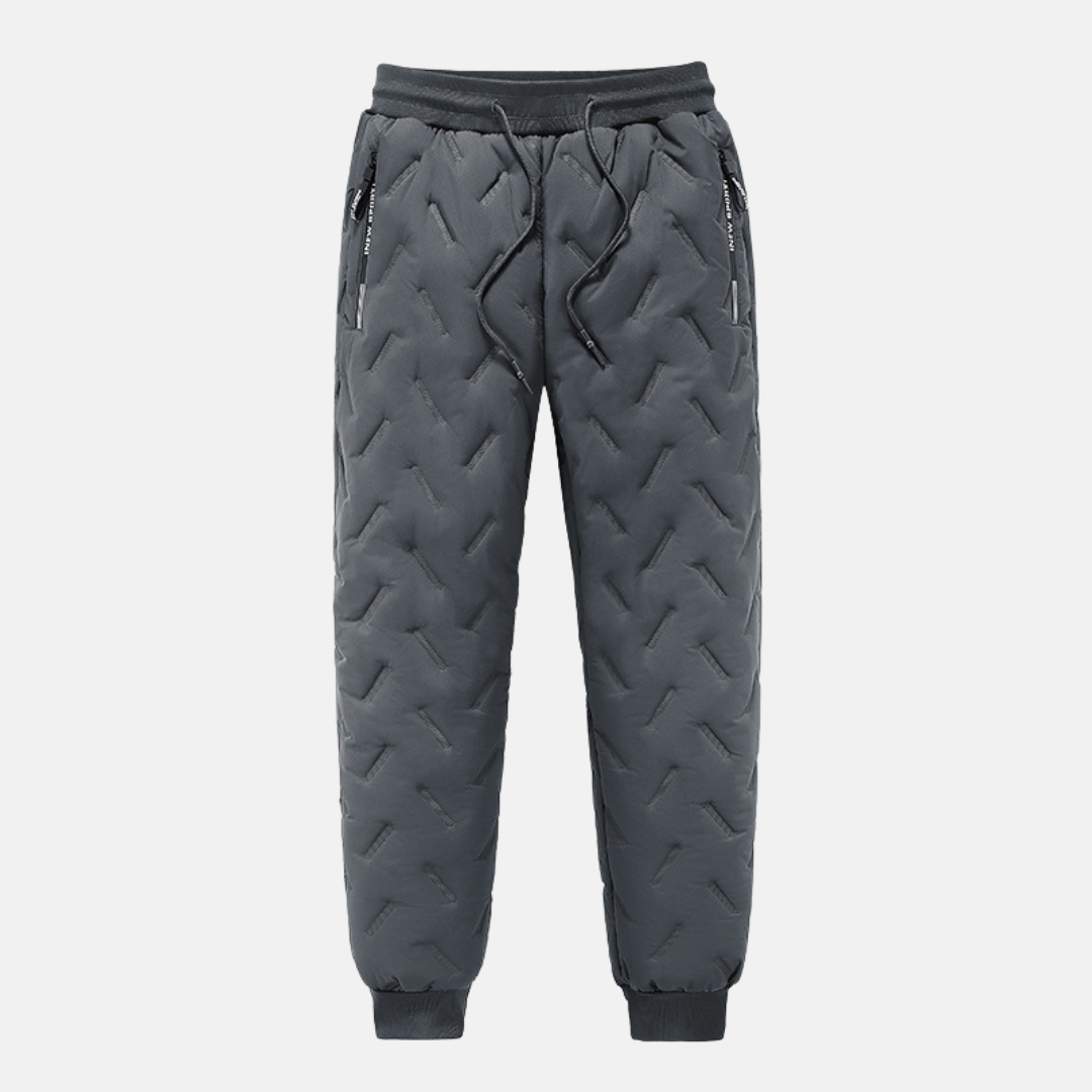 Men's Quilted Sweatpants With Elastic Waist And Cuffs Relaxed Fit Padded Warmth For Winter Wear
