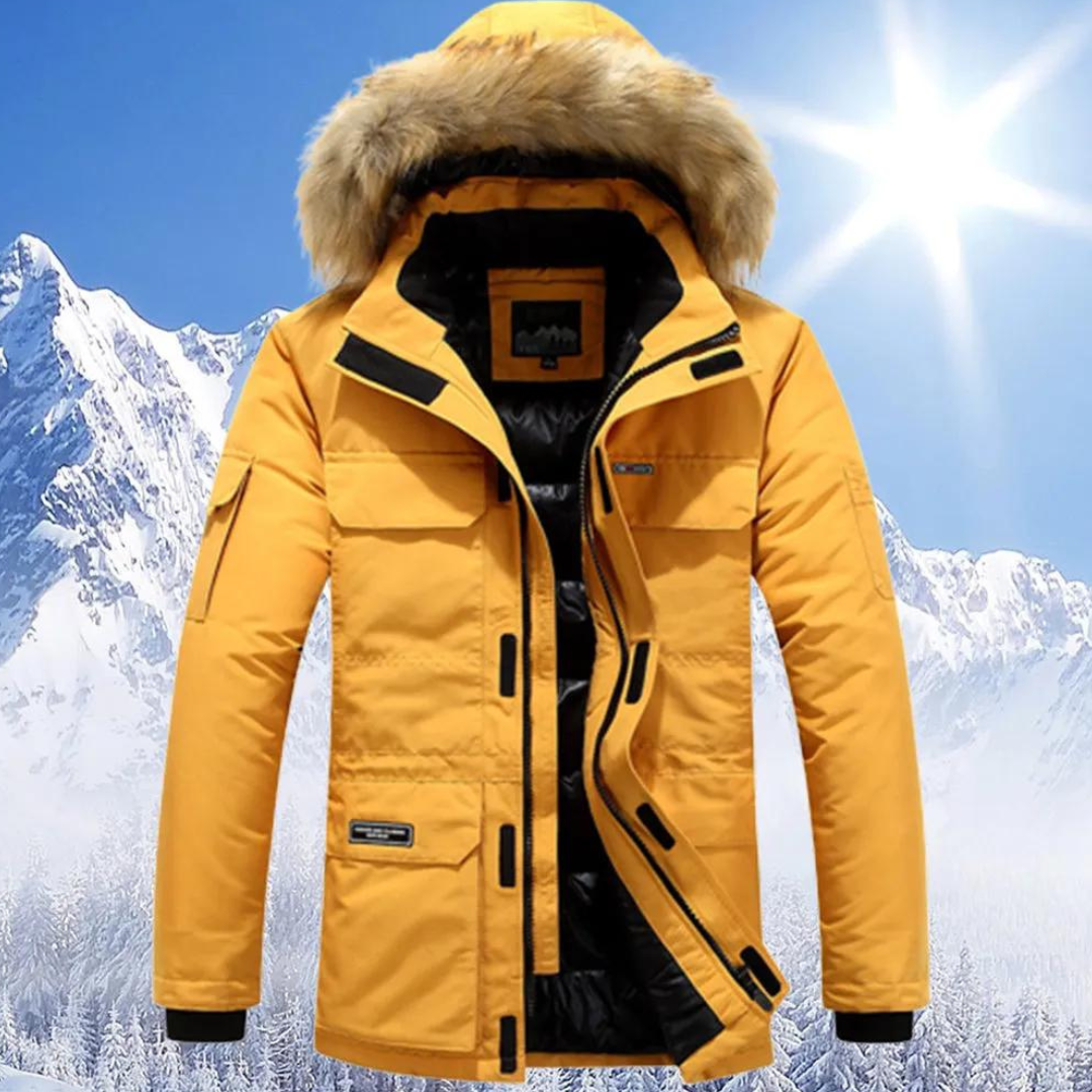 Street Wave Parka For Men With Fur Trim Hood Long Warm Weatherproof Winter Seasonal Insulated Coat