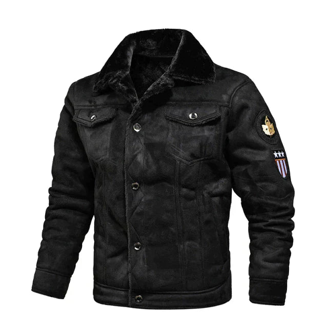 Street-Wave Men's Leather Jacket With Warm Shearling Collar, Vintage Brown Finish, Versatile Colorways