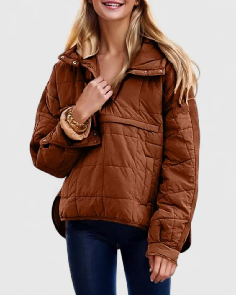 Street-Wave Puffer Pullover Jacket for Women, Cozy Warmth With Modern Casual Style