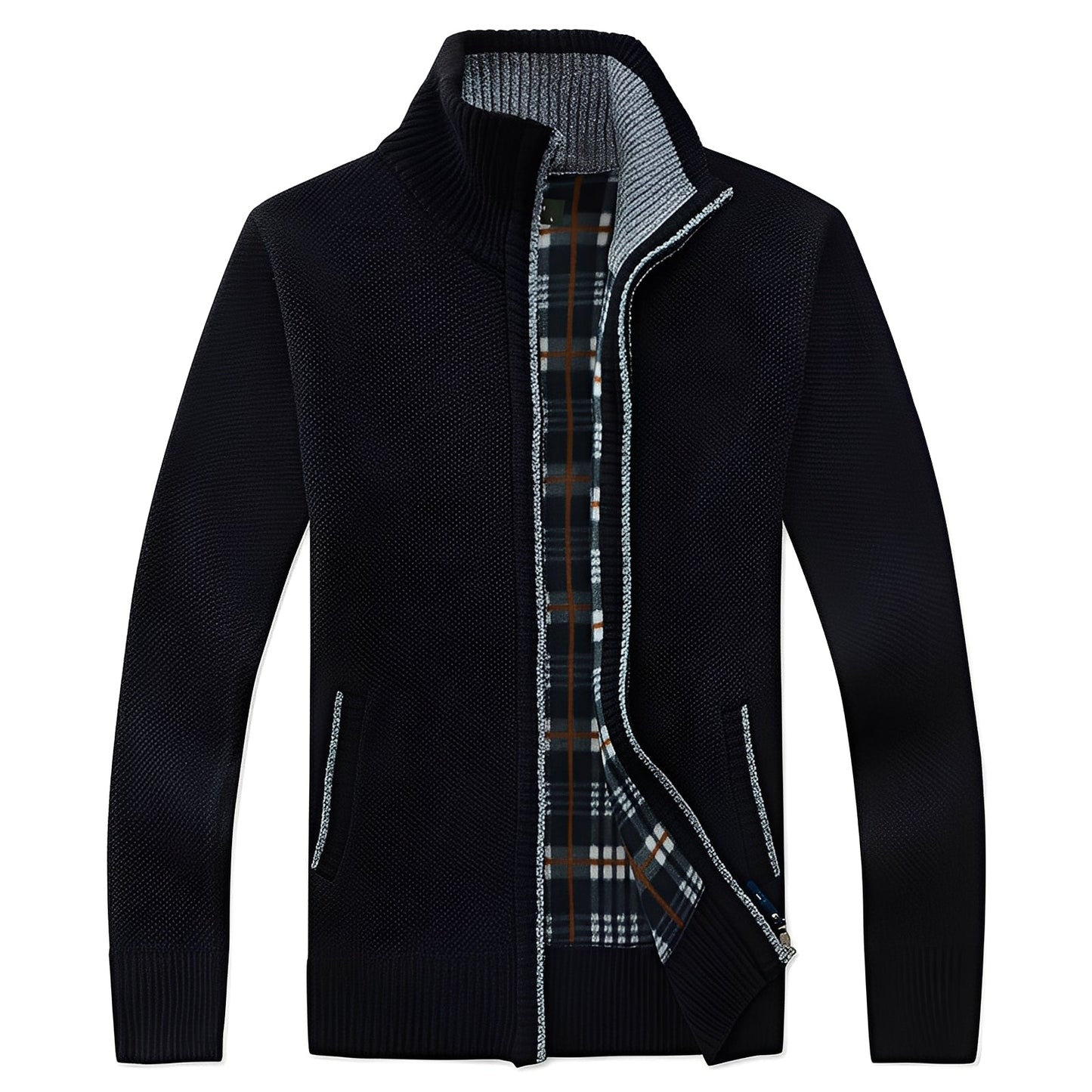 Street-wave Mens Cardigan With Lined Warmth And Windproof Outer Shell Classic Style