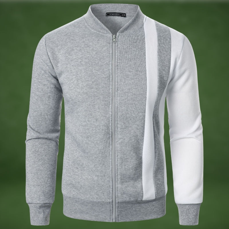 Street-wave Zip Sweatshirt For Men Dynamic Colorblock Polyester Blend Versatile Urban Streetwear