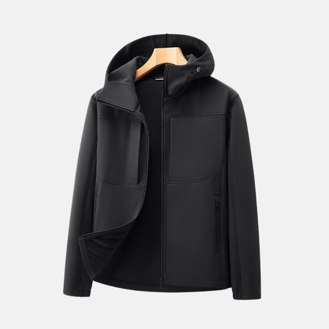 Street-Wave Men’s Softshell Jacket With Fleece Lining Regular Fit Adjustable Hood And Zip Pockets