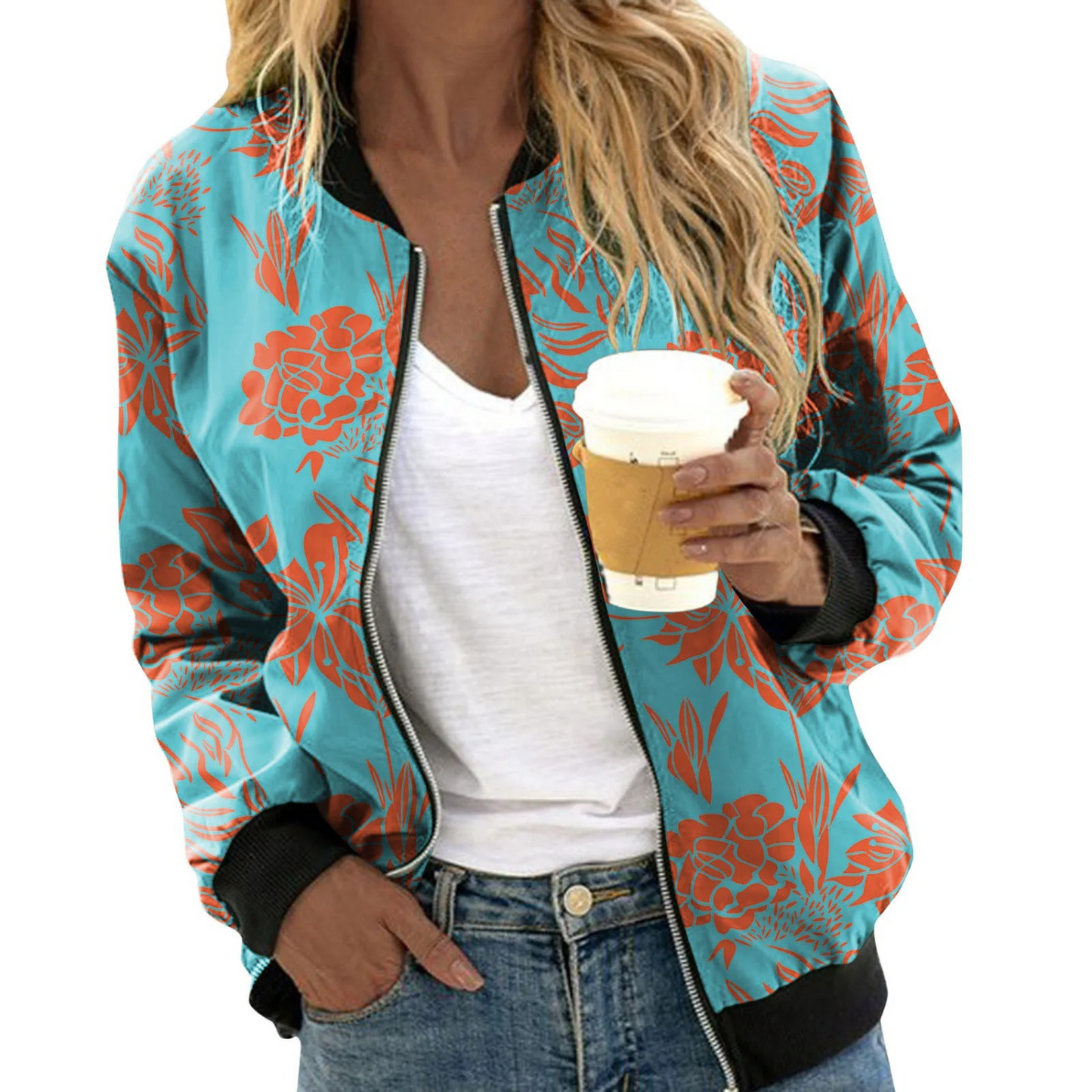 Street-Wave Floral Blazer For Women With Vibrant Flower Print Comfortable Durable Elegant Style