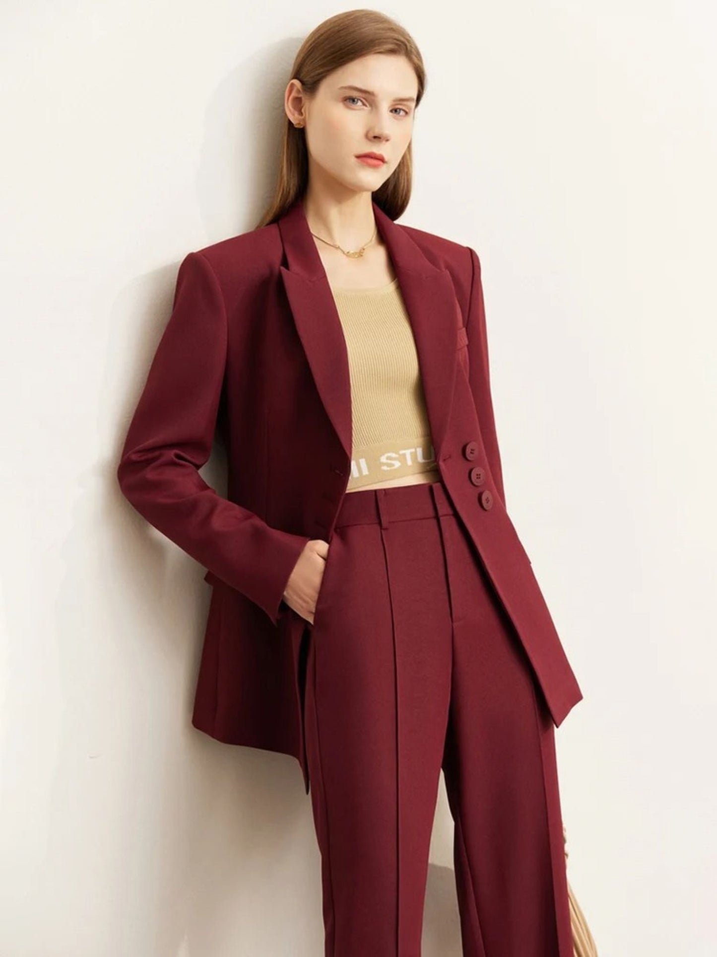 Street Wave Minimalist Blazer And High Waisted Tailored Pants Set For Women Office Ready Chic Wardrobe Essential