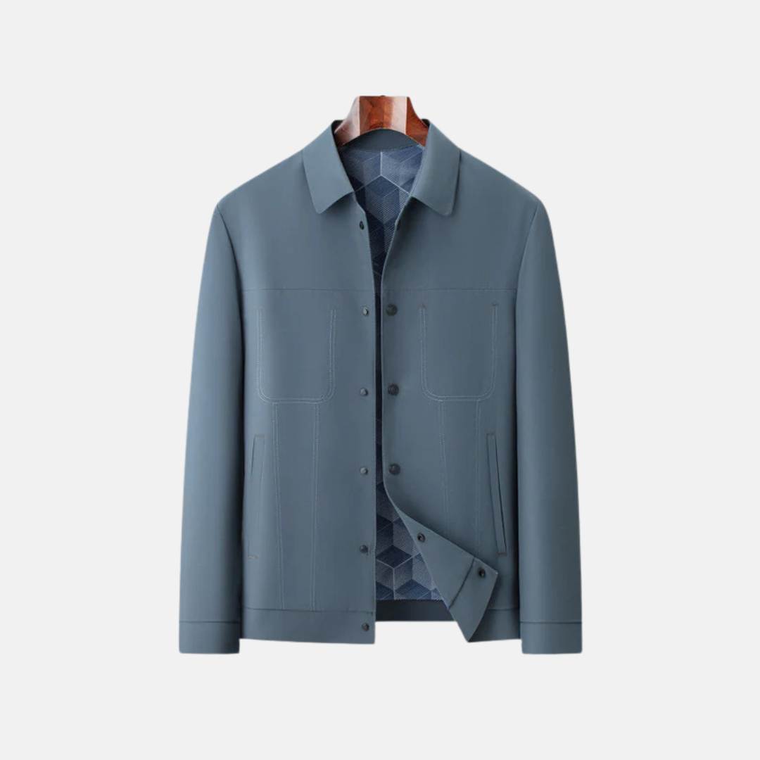 Men's Casual Jacket With Relaxed Fit Button Front Patterned Lining Hip Length Nordisk Flair By Street-Wave