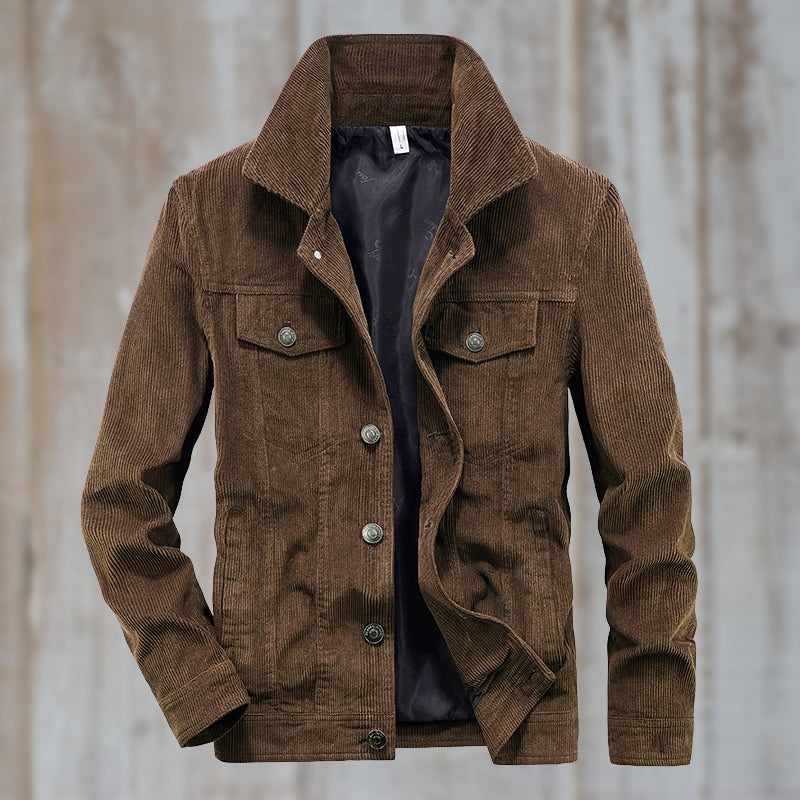 Corduroy Jacket With Button Closure Cotton Blend Street-Wave Unisex Everyday Essential Timeless Design