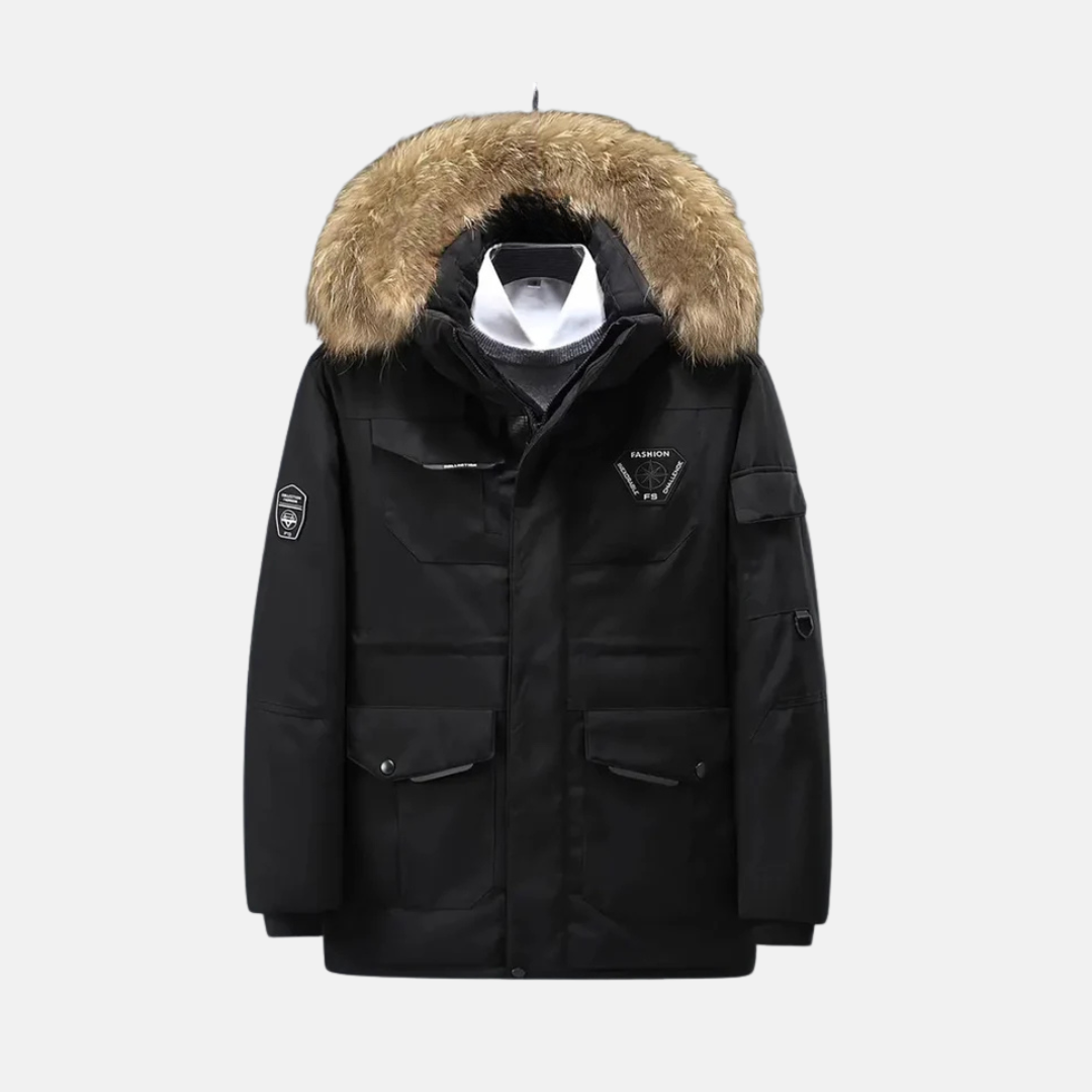 Street-Wave Mens Windproof Parka Hood Faux Fur Trim