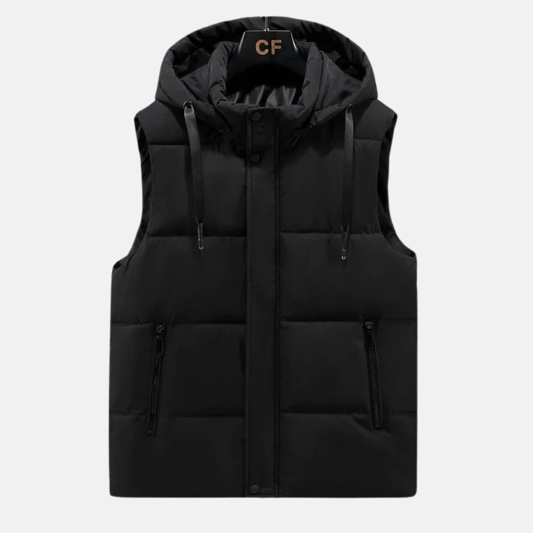 Street-Wave Mens Puffer Vest With Quilted Insulation And Water Resistant Hood