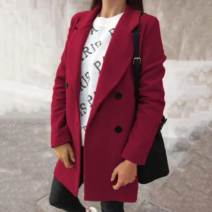 Street-Wave Women’s Wool Coat With Double Button Placket For Timeless Warmth In Autumn Winter