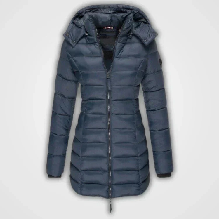 Street-Wave Women's Long Puffer Jacket With Hood For Winter Warmth And Daily Comfort