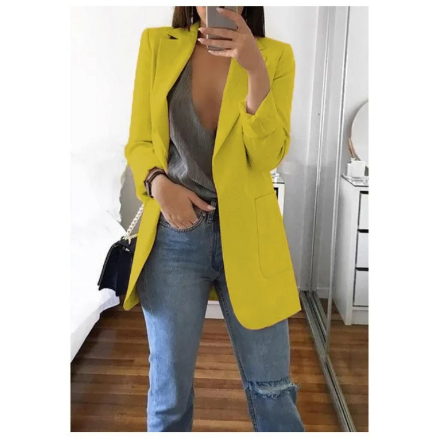 Street-Wave Women Blazer Khaki Lightweight Elegant Tailored Jacket For Everyday Style