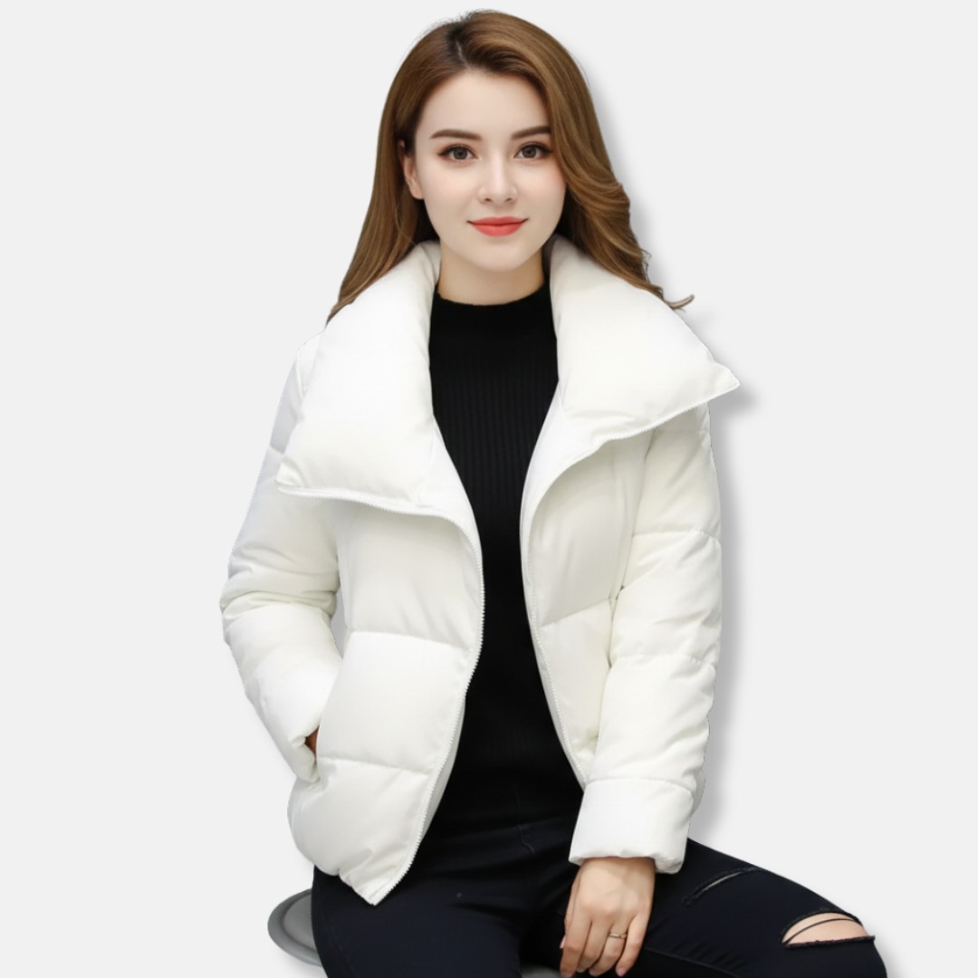 Street-Wave Women's Quilted Coat Padded Warmth Funnel Neck Asymmetric Zip