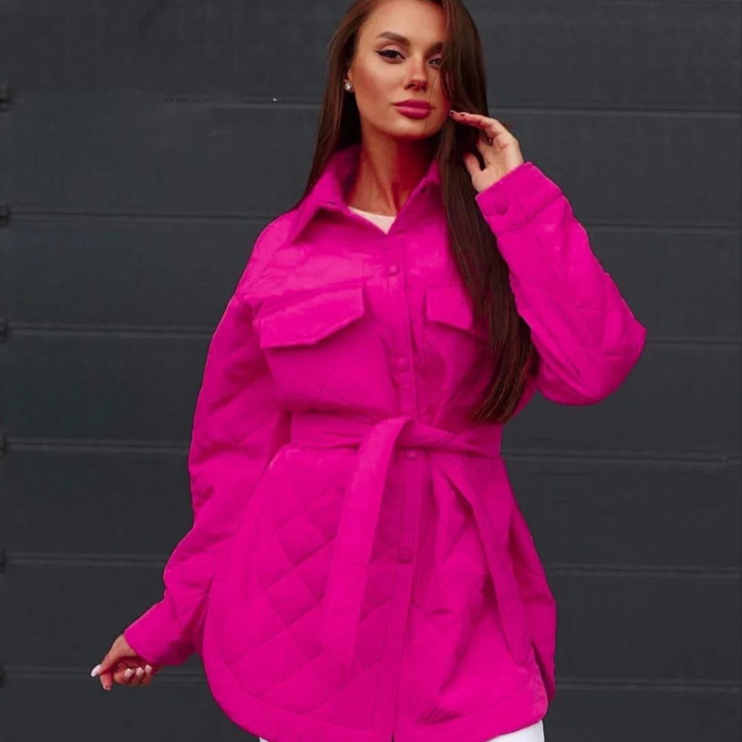 Street-Wave Quilted Jacket With Snap Buttons For Women Classic Padded Outerwear Figure Flattering Fit