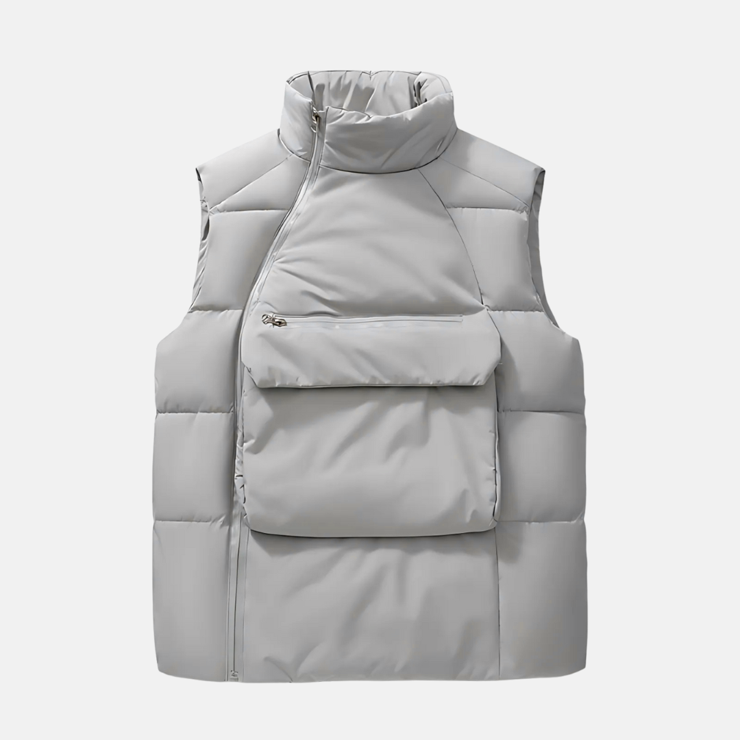 Quilted Puffer Vest For Men Street-Wave Stand Collar Warmth
