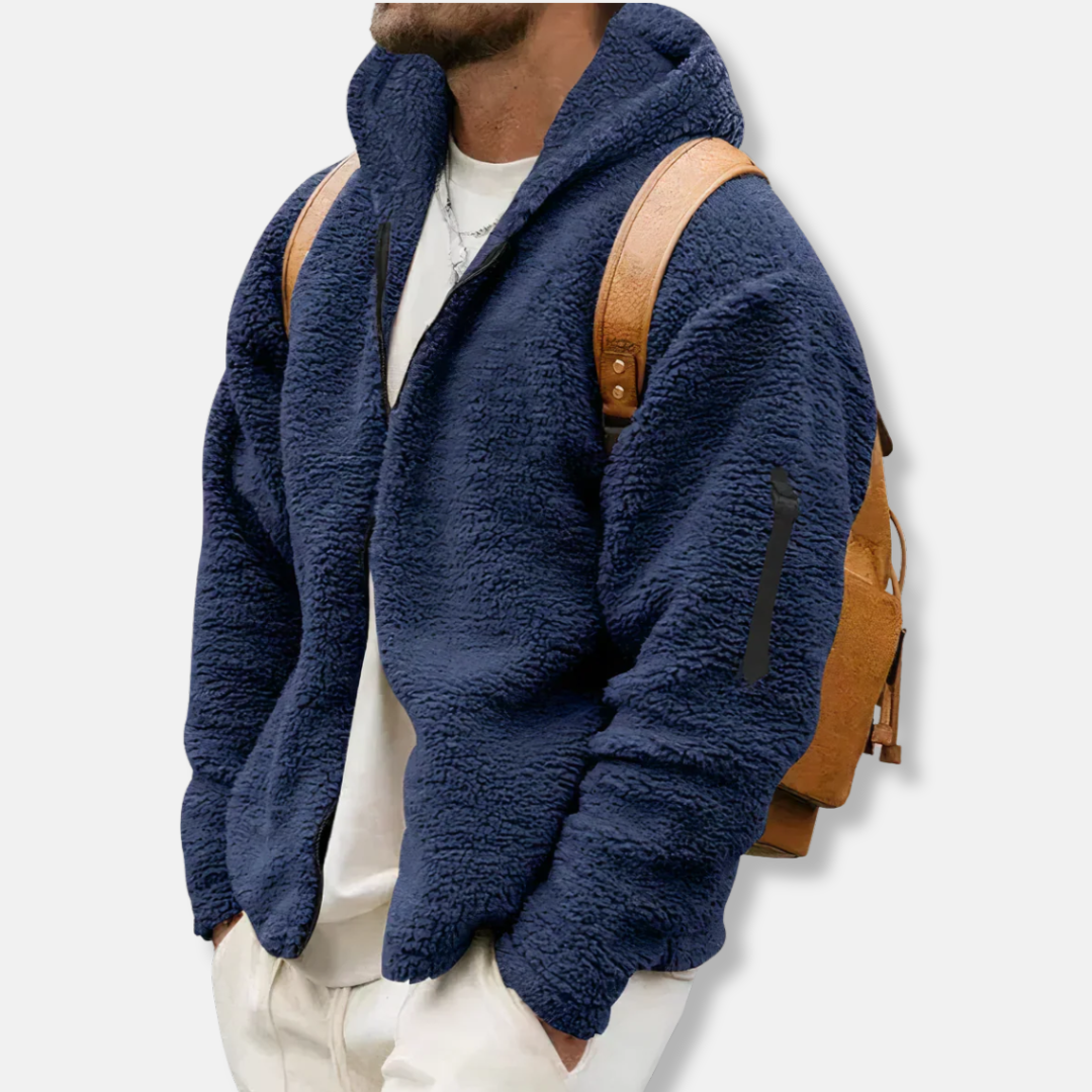Street-Wave Men's Sherpa Fleece Hoodie Full Zip Hooded Relaxed Fit Warm