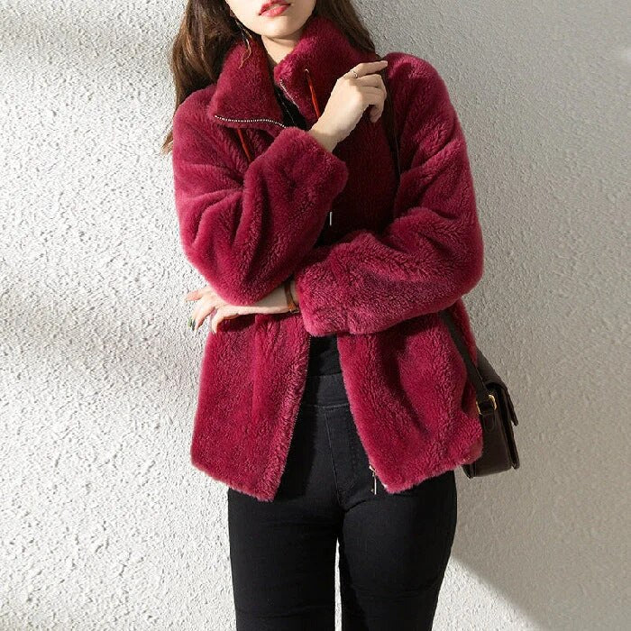 Street-wave Plush Fur Coat For Fashion-Forward Women Luxuriously Soft Double-Faced Warmth