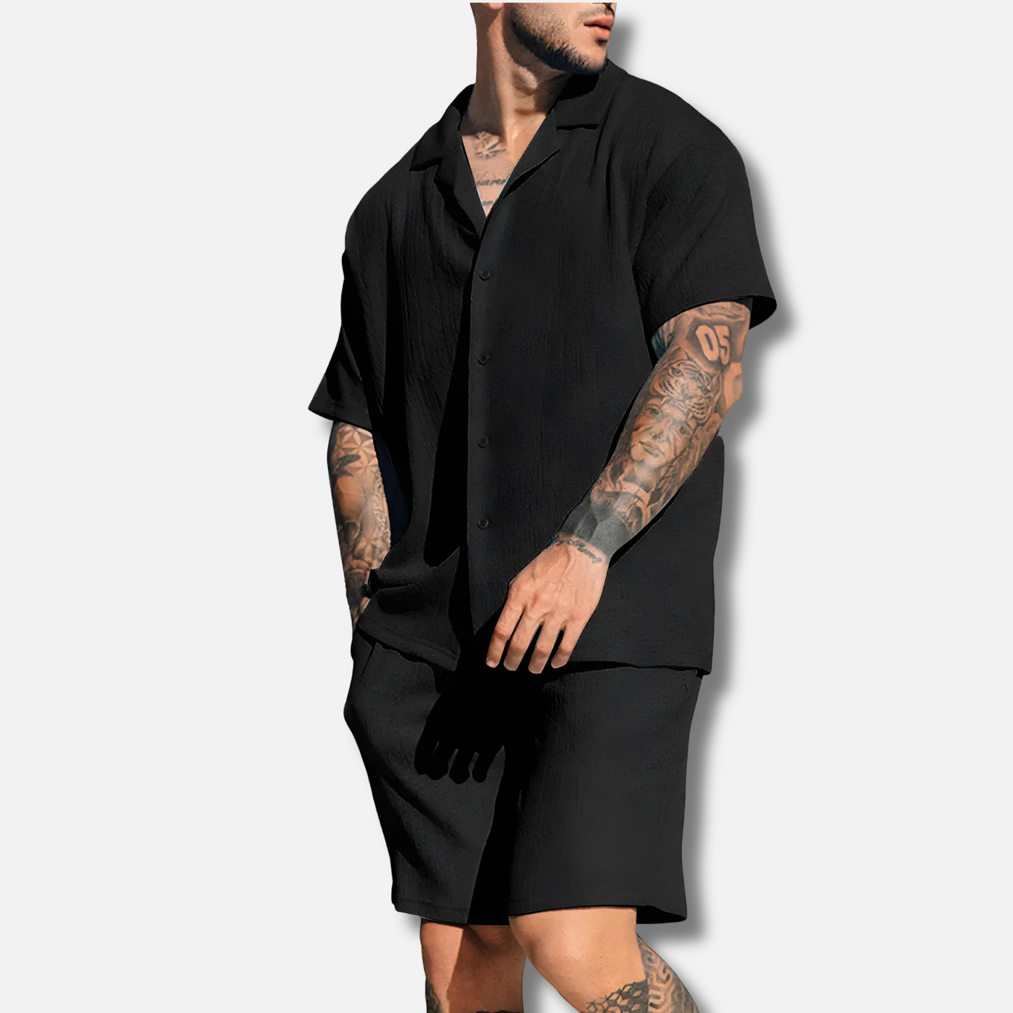 Street Wave Men's Linen Shirt And Shorts Set Breathable Lightweight Comfort For Summer Style Enthusiasts