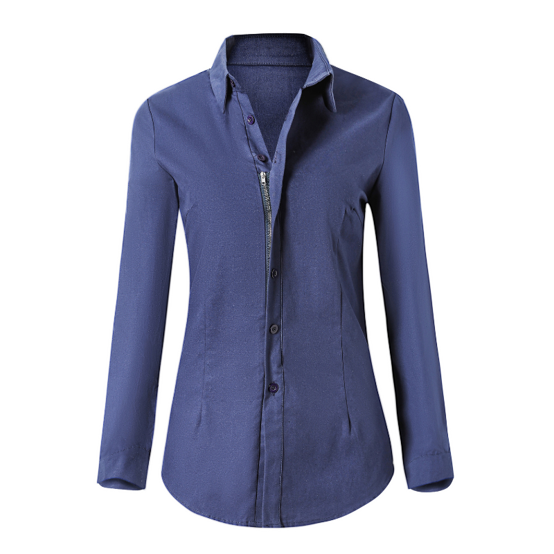 Street-wave Women's Classic Long Sleeve Blouse With Sleek Silhouette For Office And Everyday Wear