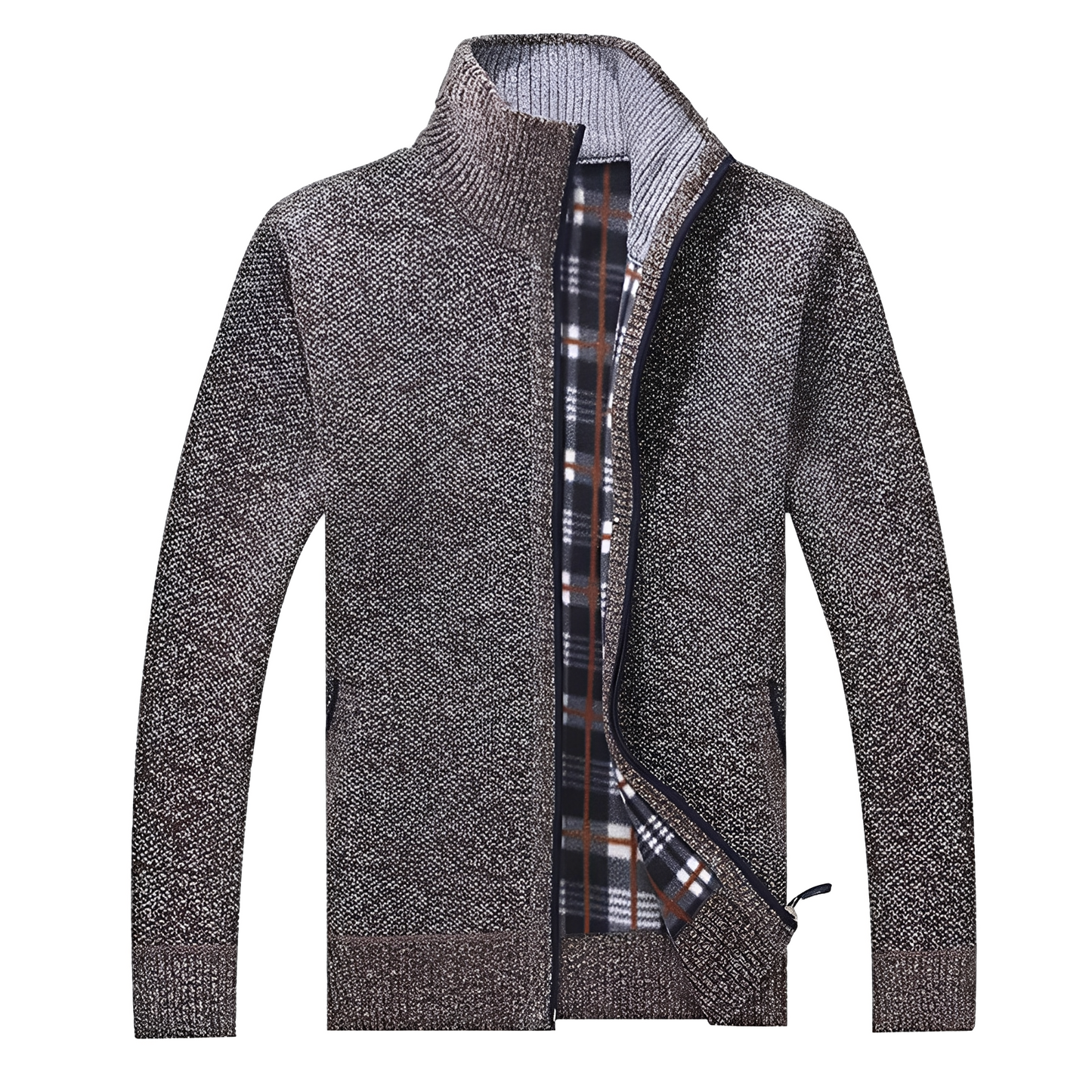 Street-Wave Cardigan For Men With Soft Fleece Lining Cozy Warm Knit Jacket For Cold Days And Layering