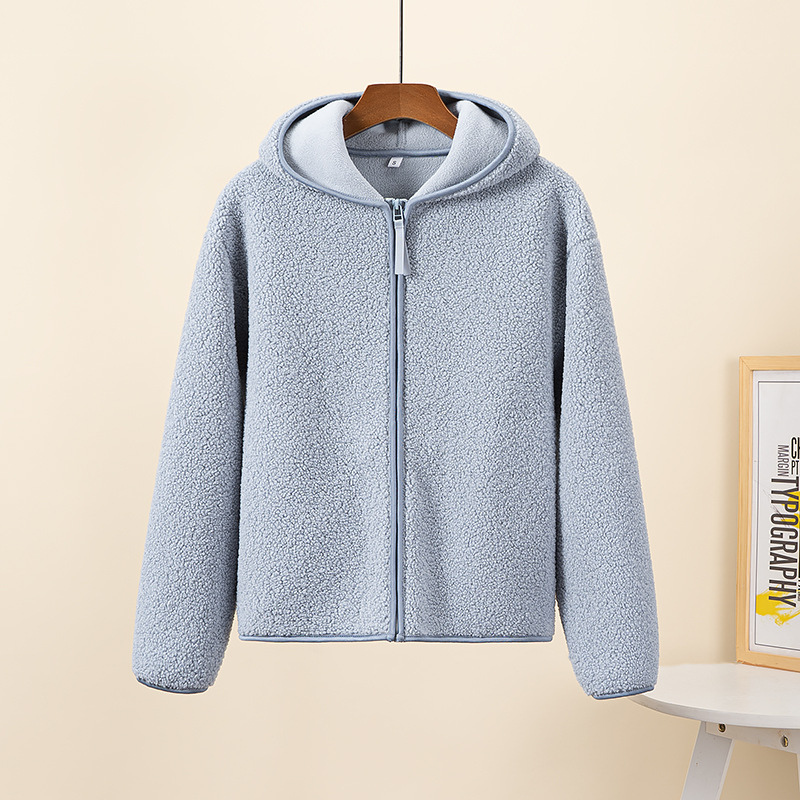 Street-wave Hooded Zip Sherpa Fleece Jacket Unisex Cozy Winter Wear for Cold Days