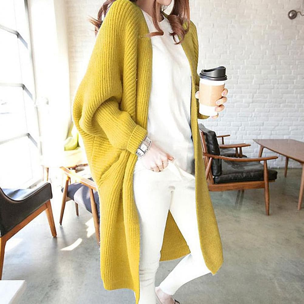 Street-Wave Long Cardigan In Soft Knit Open Front Relaxed Fit With Pockets For Women