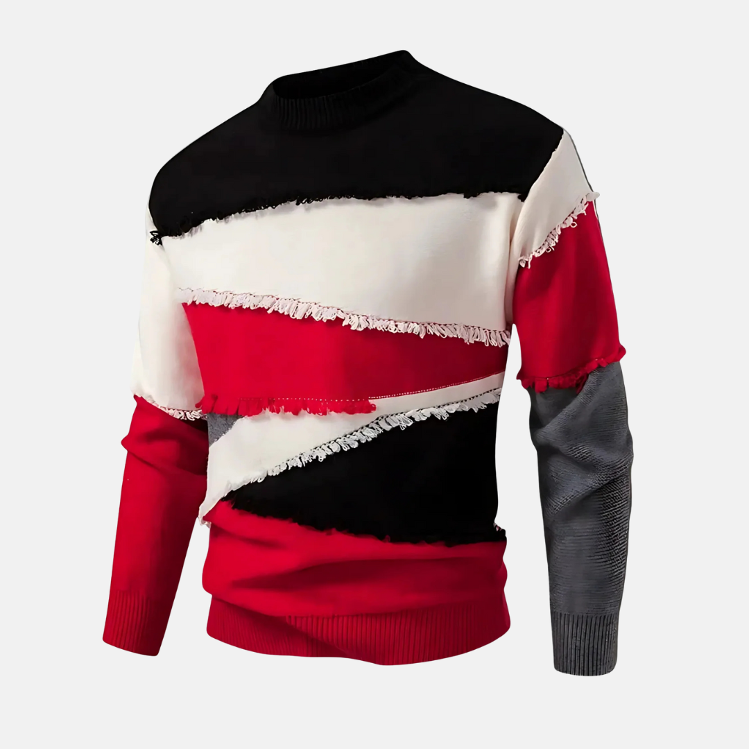 Men's Knit Blend Mock Neck Colorblock Sweater Regular Fit For Smart Casual Style