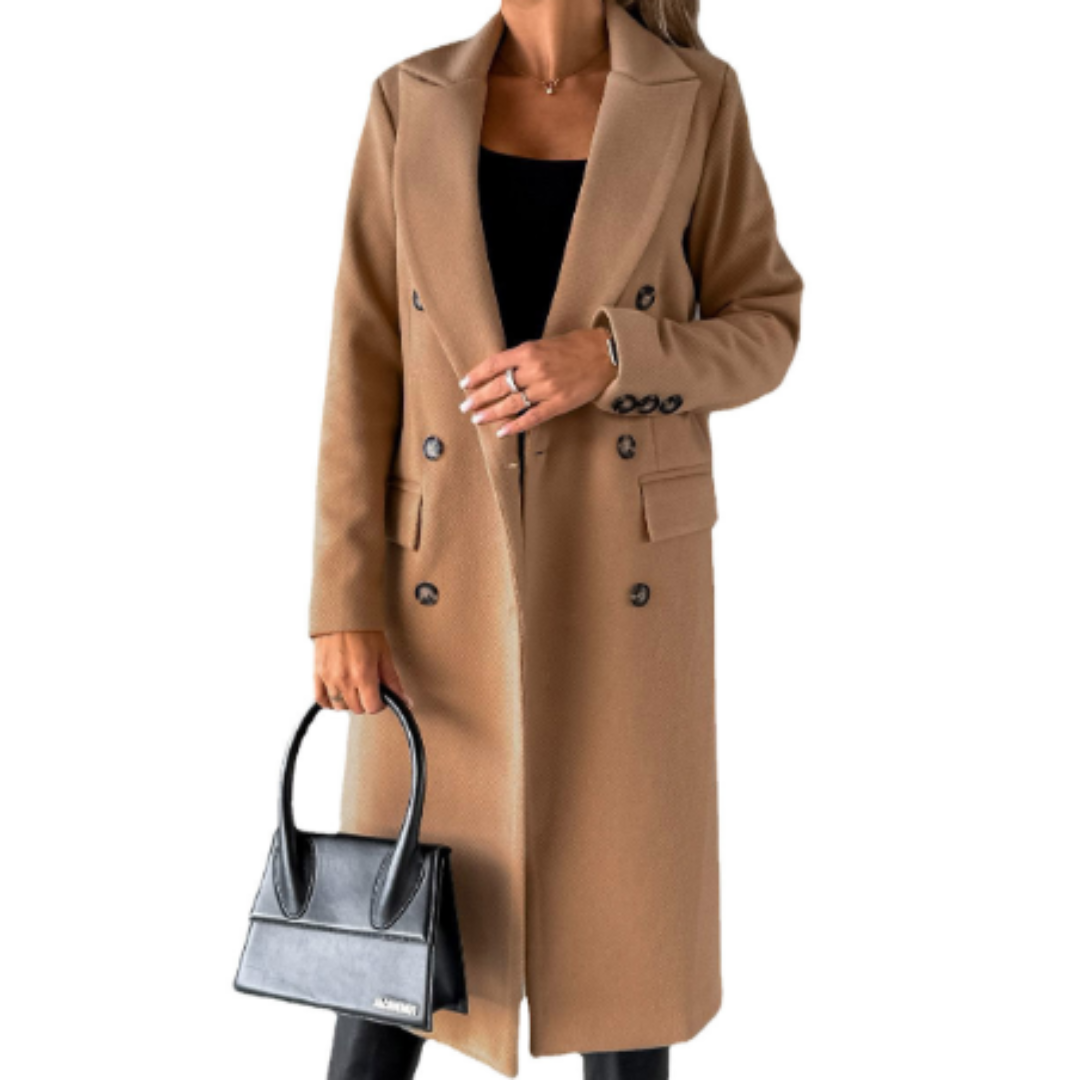 Street-Wave Womens Long Trench Coat With Double-Breasted Style For Winter Elegance And Practical Warmth