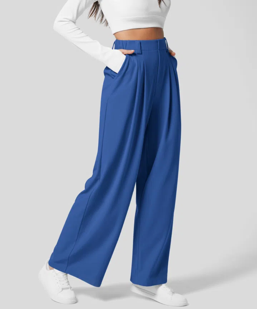 Street-Wave Wide-Leg Tailored Pants For Women High-Waist Comfort And Elegant Style