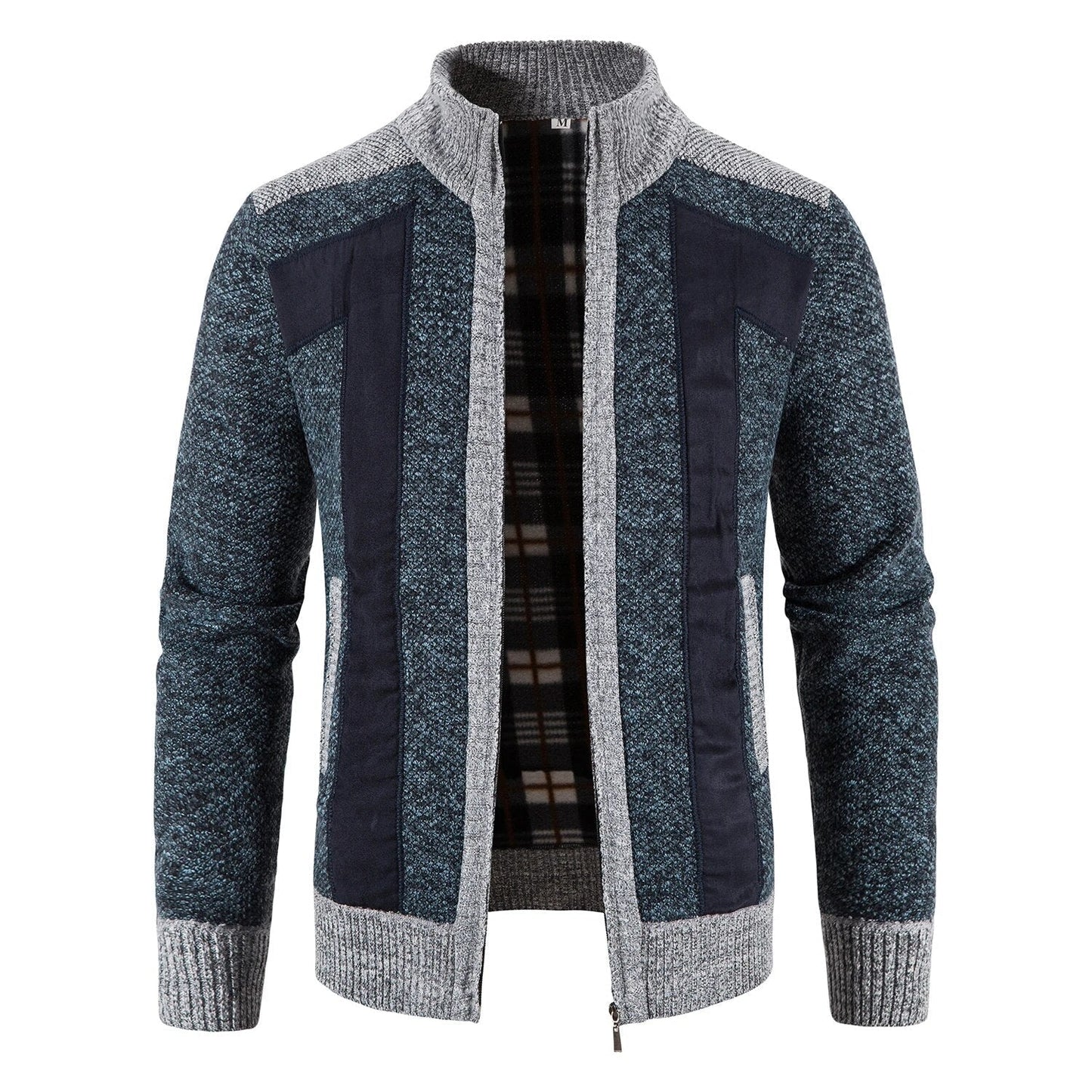 Street-Wave Knit Cardigan For Casual Looks With Warm Roll-Neck And Zip Cozy Everyday Style For Men