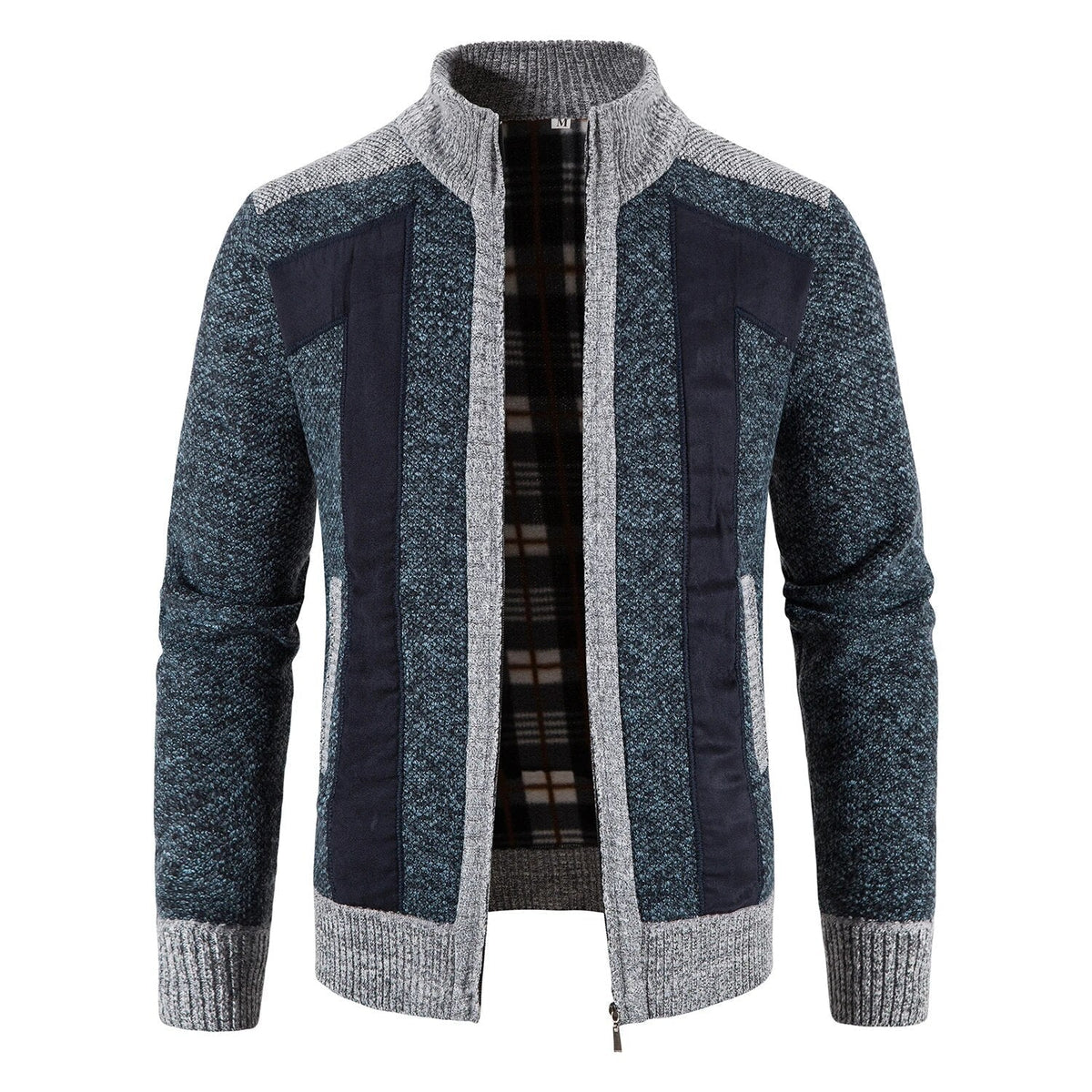 Street-Wave Knit Cardigan For Casual Looks With Warm Roll-Neck And Zip Cozy Everyday Style For Men