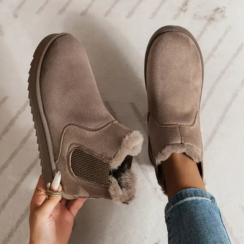Women's Short Boots with Solid Color and Versatile Design