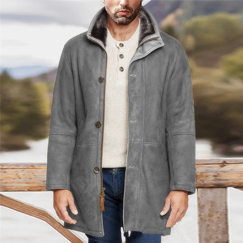 Street-Wave Mens Suede Jacket Water-Repellent Warmth Durable Winter Wear For Men