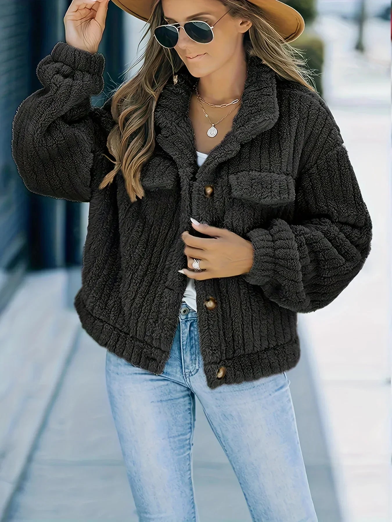 Street-wave Fur Lined Trucker Jacket For Women Cozy Streetwear Warmth And Style Plus
