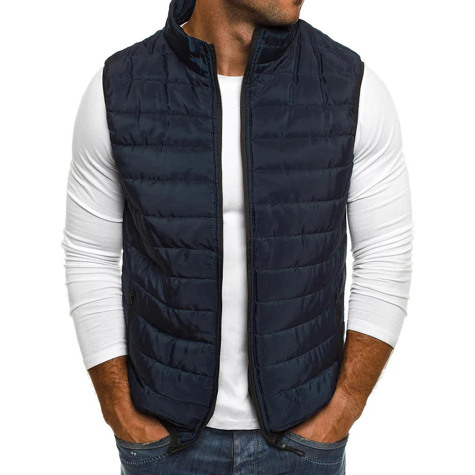 Street-wave Men's Quilted Puffer Vest For Warm Layering And Casual Style Ideal For Cooler Days