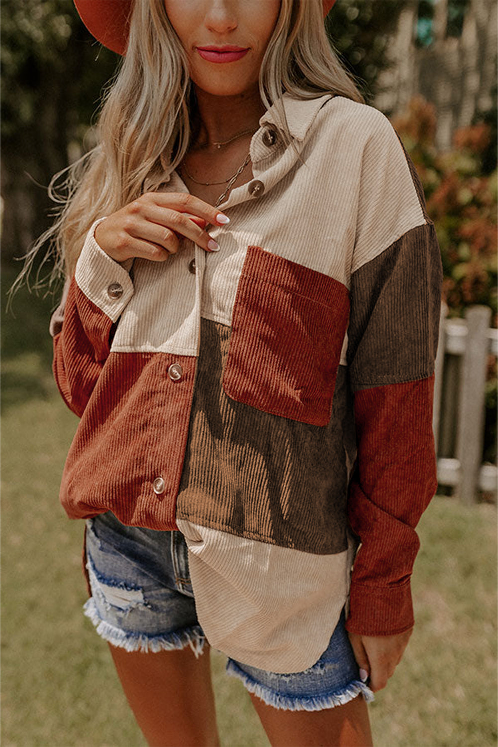 Street-wave Patchwork Shirt Jacket Soft And Trendy For Relaxed Casual Days And Outings